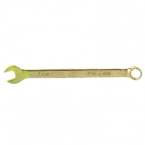Ключ комбинированный, 7 мм, желтый цинк
