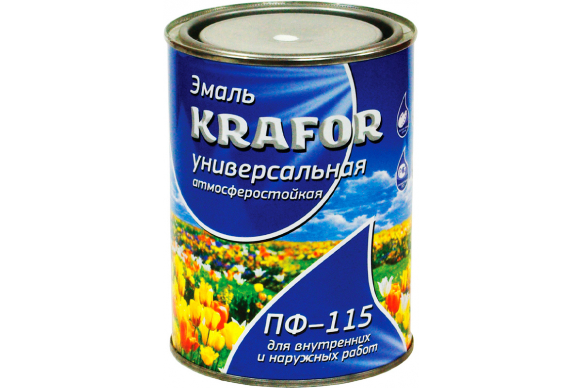 Эмаль ПФ-115 Белая 0,9 кг, Krafor