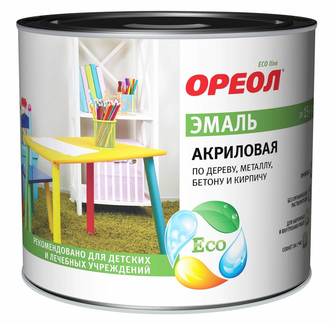Эмаль акриловая белая 1,9кг ОРЕОЛ
