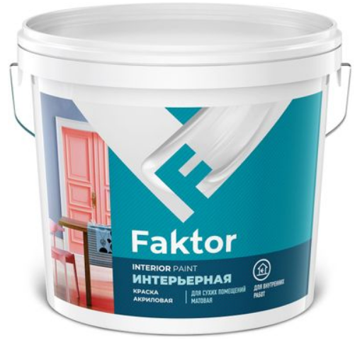 Краска FAKTOR  белая интерьерная  , ведро 6кг
