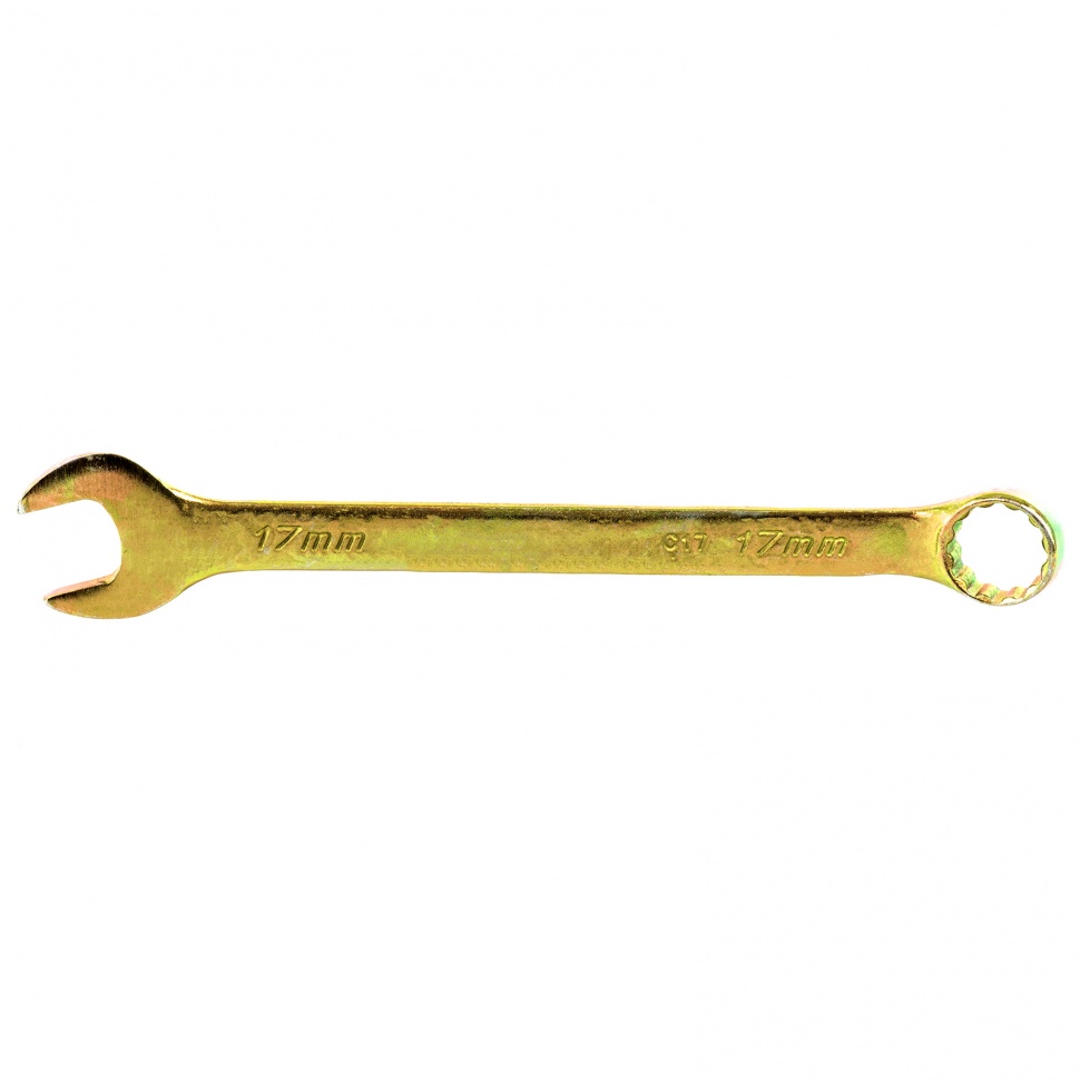 Ключ комбинированный, 17мм, желтый цинк