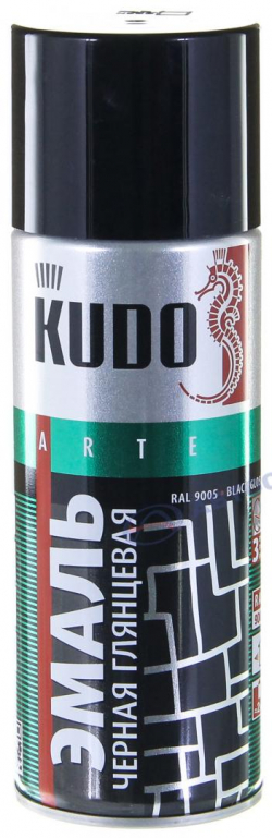 Краска-спрей черная глянцевая 520мл KUDO