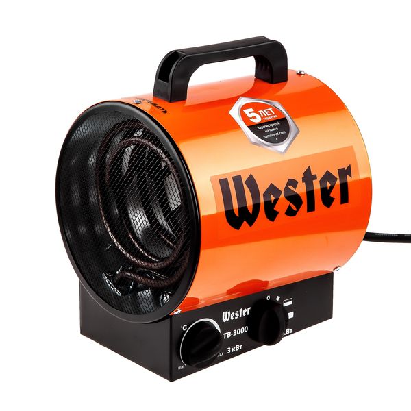 Тепловентилятор электрический Wester ТВ-3000 3кВт 300м3/ч 30м2 