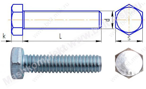 Болт с шестиг. головкой М10*40 полная резьба оц.