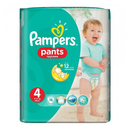 PAMPERS Подгузники-трусики Pants для мальчиков и девочек Maxi (9-15кг) Микро Упаковка 16