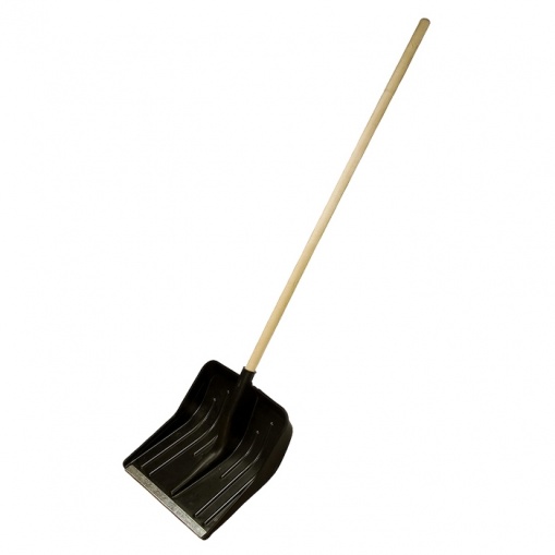 Лопата для уборки снега пластиковая 420*425*1550 деревянный черенок